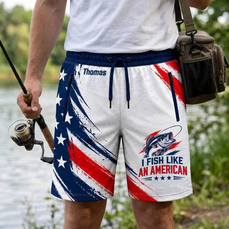 I Fish Like An American Personalized Fishing Short Pants
