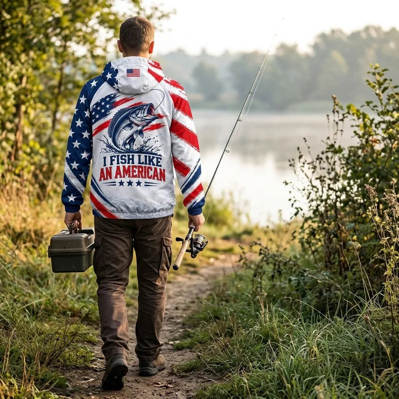 Custom American Bass Fishing Patriotic Windbreaker Jacket