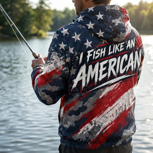 Personalized I Fish Like An American Fishing Windbreaker Jacket