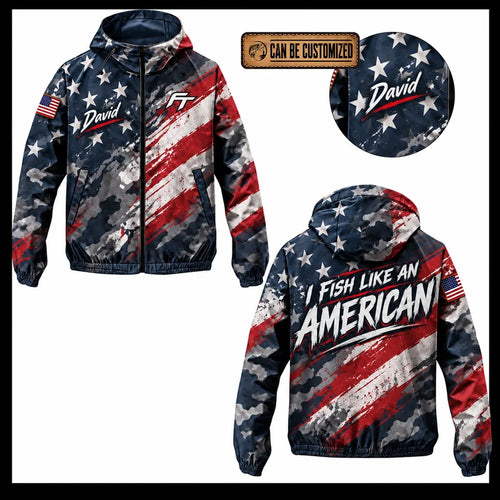 Personalized I Fish Like An American Fishing Windbreaker Jacket