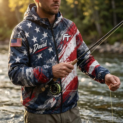 Personalized I Fish Like An American Fishing Windbreaker Jacket