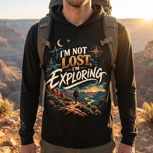 I'm Not Lost I'm Exploring Vintage Adventure Hooded Long Sleeve Shirt