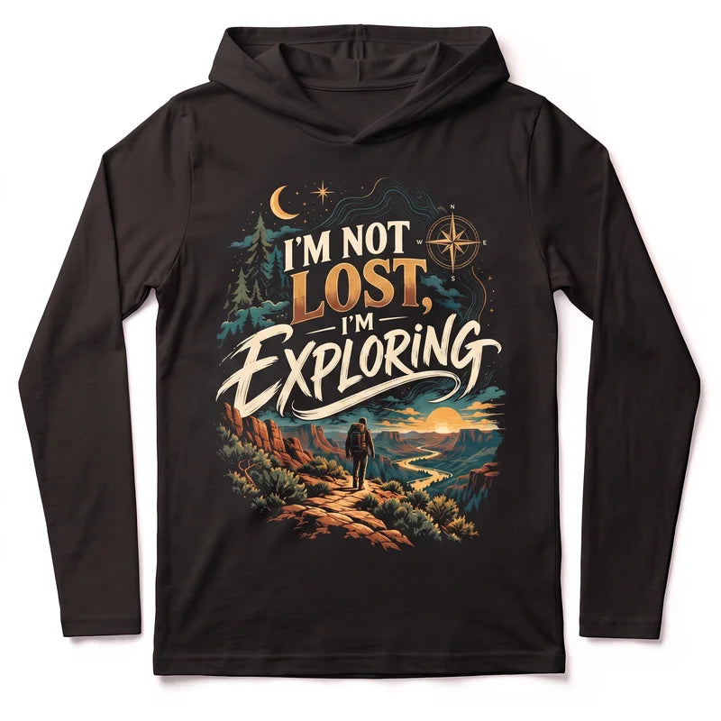 I'm Not Lost I'm Exploring Vintage Adventure Hooded Long Sleeve Shirt