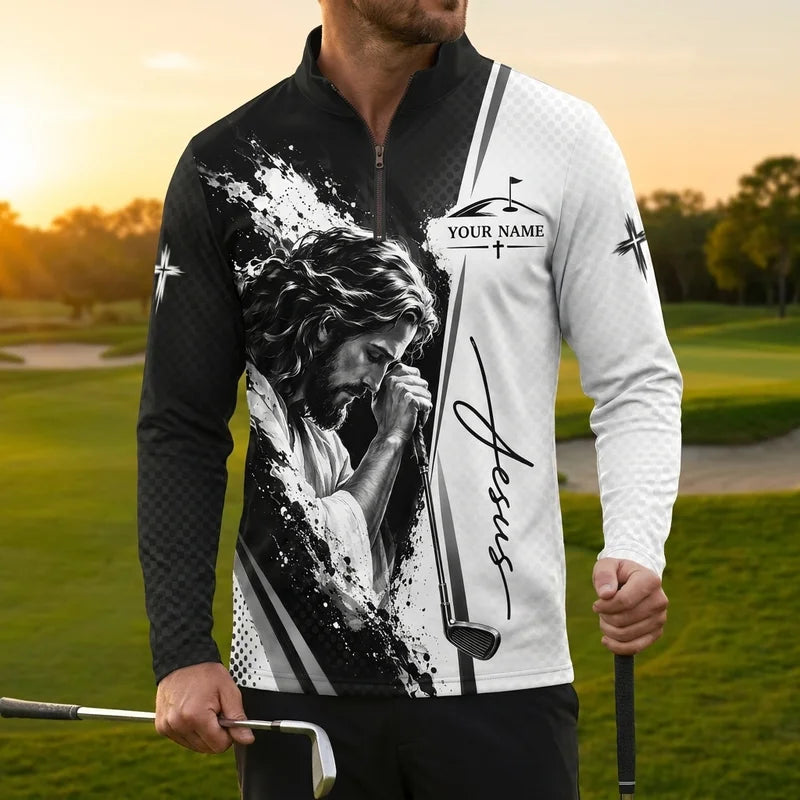 Jesus Is My Savior Golf Personalized Polo Long Sleeve Shirt