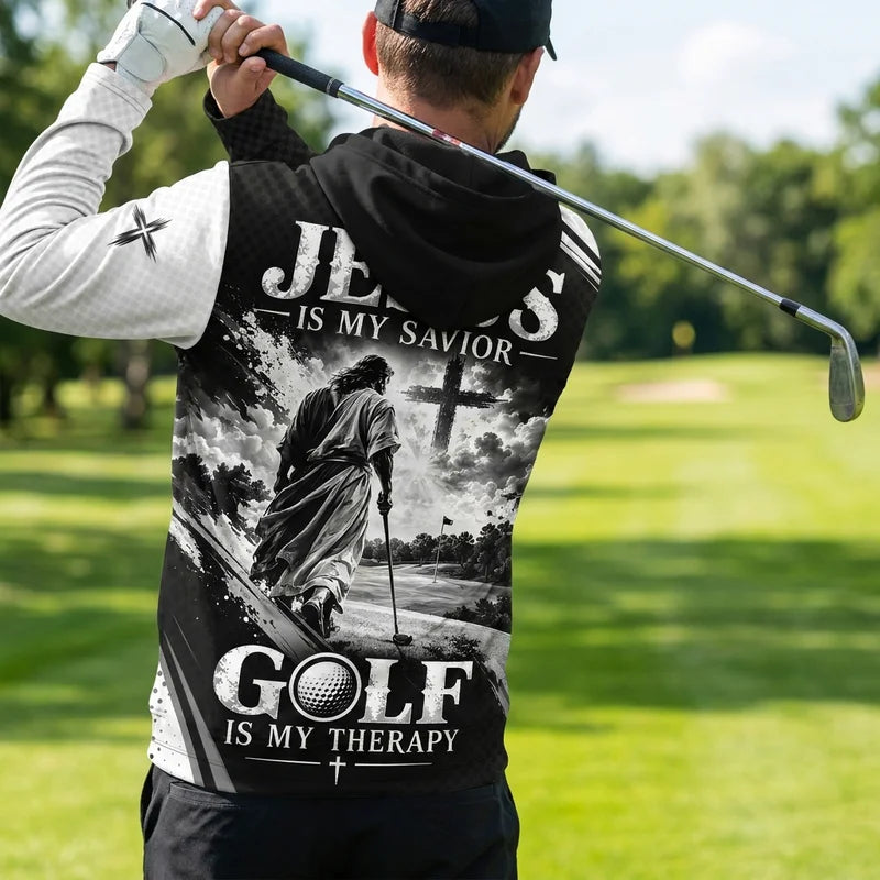 Jesus Is My Savior Golf Personalized Hooded Long Sleeve Shirt