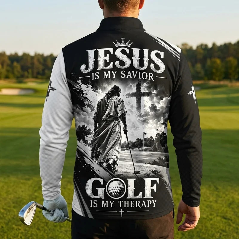 Jesus Is My Savior Golf Personalized Polo Long Sleeve Shirt
