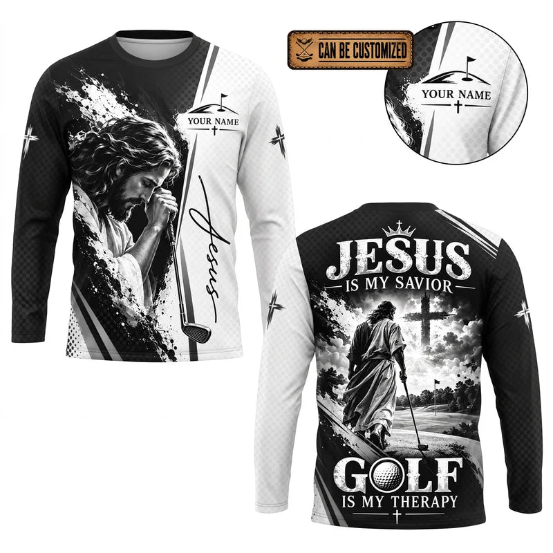 Jesus Is My Savior Golf Personalized Long Sleeve Shirt