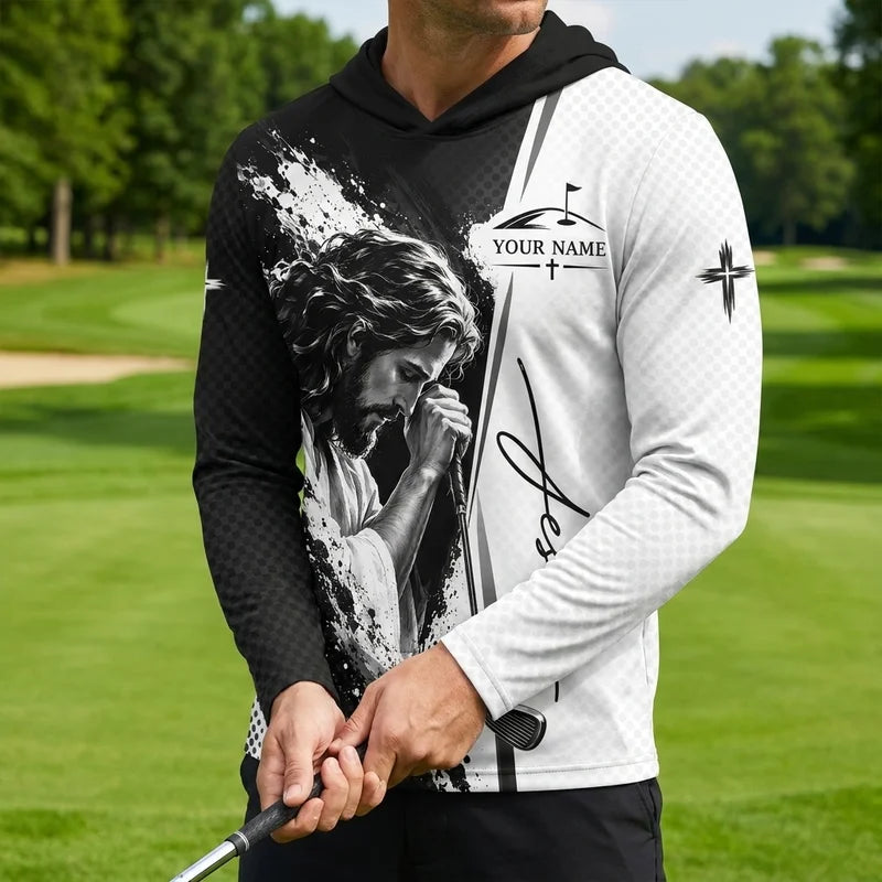 Jesus Is My Savior Golf Personalized Hooded Long Sleeve Shirt