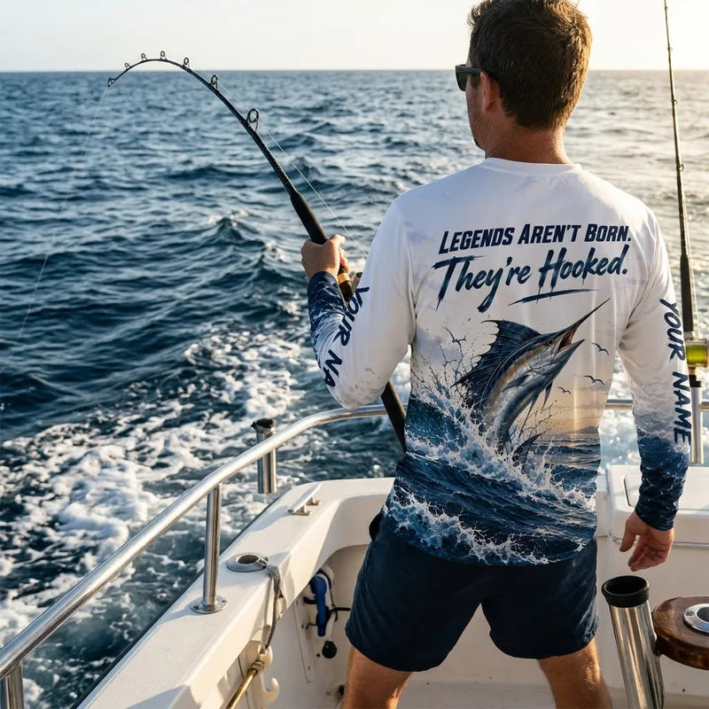 Legends Aren't Born Marlin Fishing Long Sleeve Shirt