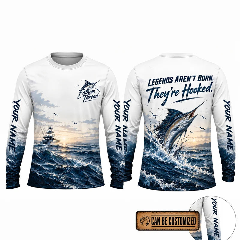 Legends Aren't Born Marlin Fishing Long Sleeve Shirt