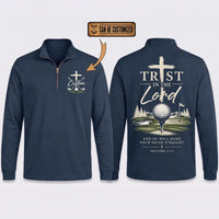 Personalized Trust In The Lord Golf Christian Zip Long Sleeve Shirt