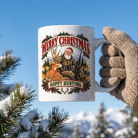 Merry Christmas Happy Hunting Santa Deer Hunting Ceramic Mug