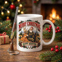 Merry Christmas Happy Hunting Santa Deer Hunting Ceramic Mug