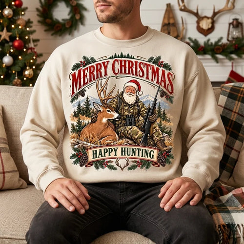 Santa Claus Happy Hunting Christmas Sweater
