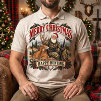 Santa Claus Happy Hunting Christmas Polo Shirt