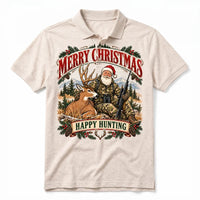 Santa Claus Happy Hunting Christmas Polo Shirt
