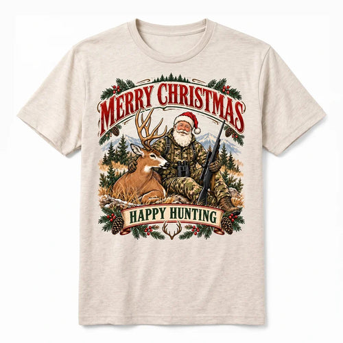 Santa Claus Happy Hunting Christmas T-Shirt