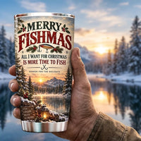 Personalized 20oz Merry Fishmas Christmas Fishing Tumbler