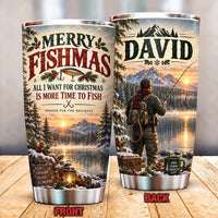Personalized 20oz Merry Fishmas Christmas Fishing Tumbler