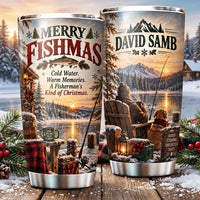 Personalized 20oz Merry Fishmas Christmas Fishing Tumbler