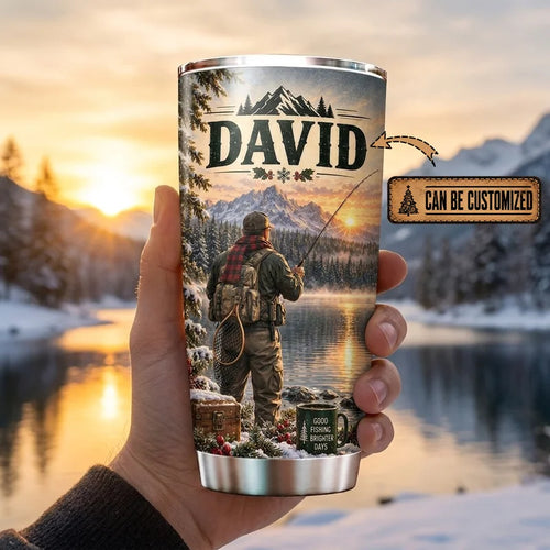 Personalized 20oz Merry Fishmas Christmas Fishing Tumbler