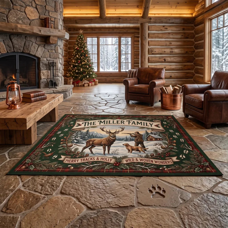 Customized Hunting Christmas Area Rug