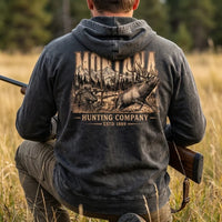 Personalized Montana Hunting Company Big Buck Hooded Long Sleeve Shirt