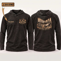 Personalized Montana Hunting Company Big Buck Hooded Long Sleeve Shirt