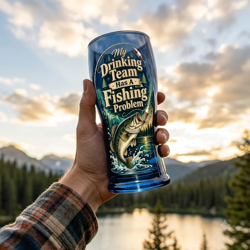 My Drinking Team Has A Fishing Problem Bass Fishing Drinking Glass