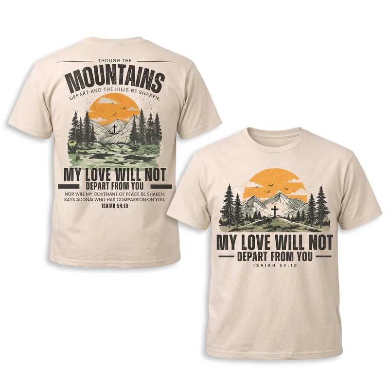 Isaiah 54:10 Christian Vintage Mountain Cross T-Shirt
