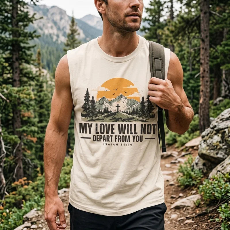 Isaiah 54:10 Christian Vintage Mountain Cross Tank Top
