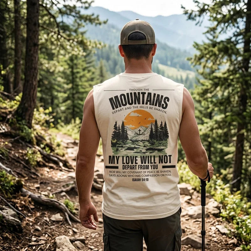 Isaiah 54:10 Christian Vintage Mountain Cross Tank Top