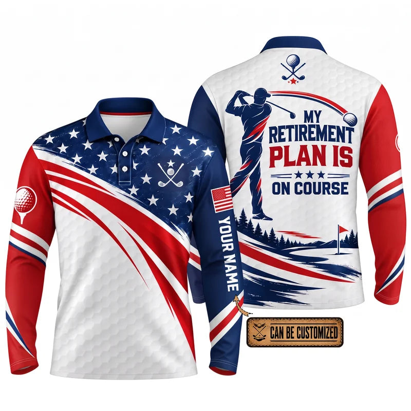 My Retirement Plan Is On Course Golf Athletic Polo Long Sleeve Shirt