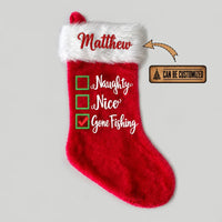 Personalized Naughty Nice Gone Fishing Christmas Stocking