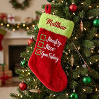 Personalized Naughty Nice Gone Fishing Christmas Stocking