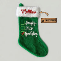 Personalized Naughty Nice Gone Fishing Christmas Stocking