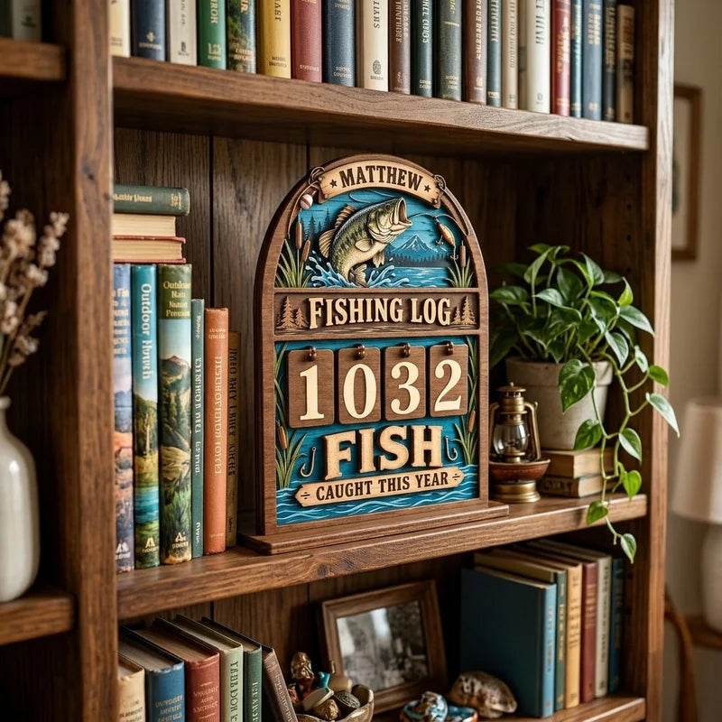 Personalized Fishing Log Caught This Year Wooden Trackers