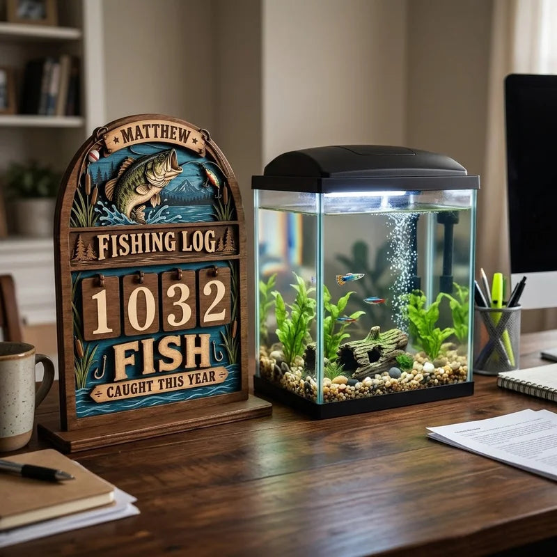 Personalized Fishing Log Caught This Year Wooden Trackers