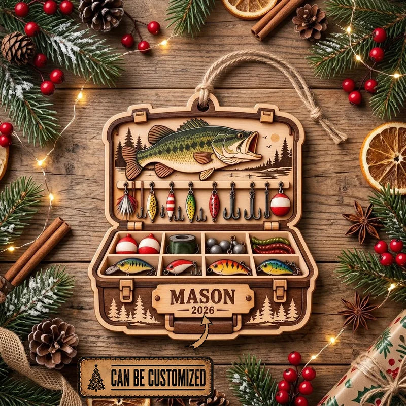 Personalized Fishing Tackle Box Christmas Ornament