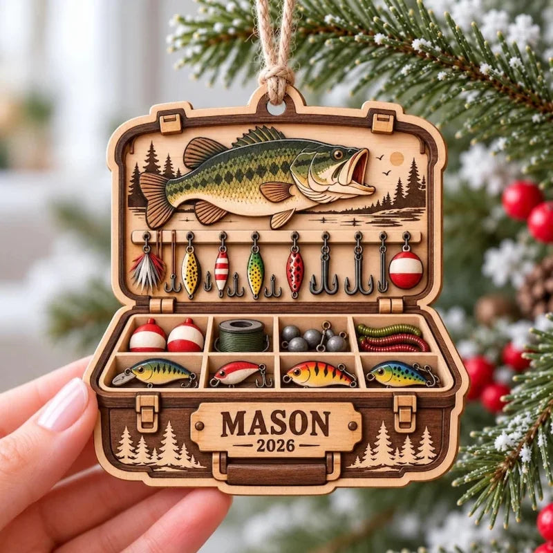 Personalized Fishing Tackle Box Christmas Ornament