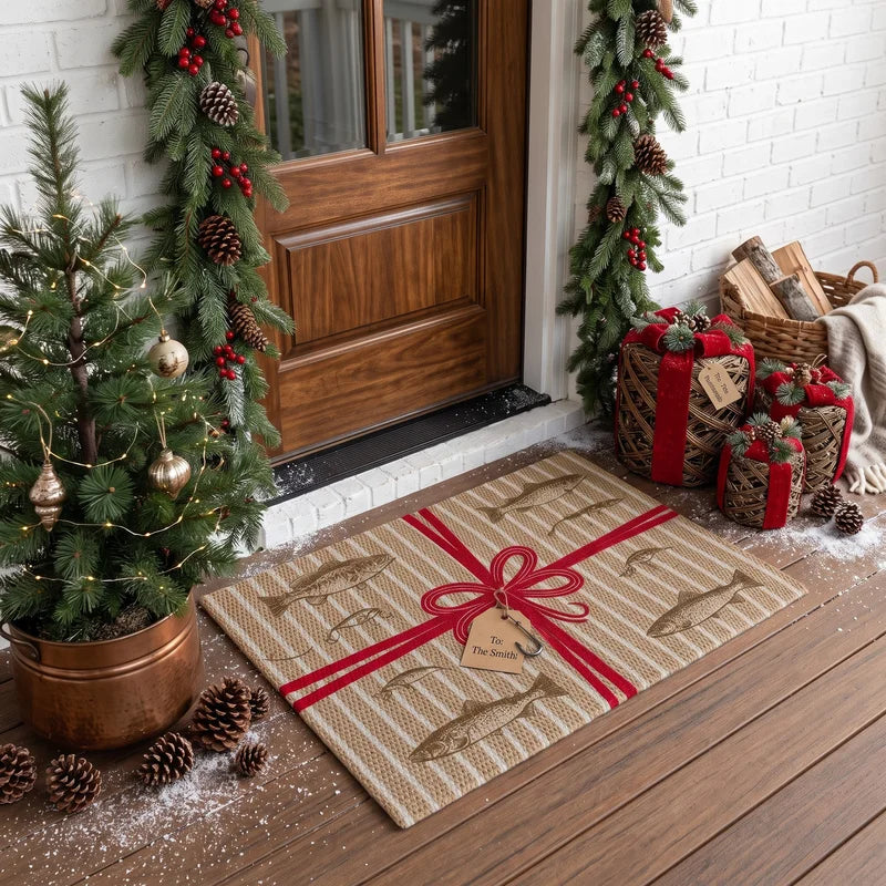 Personalized Christmas Fishing Gift Doormat