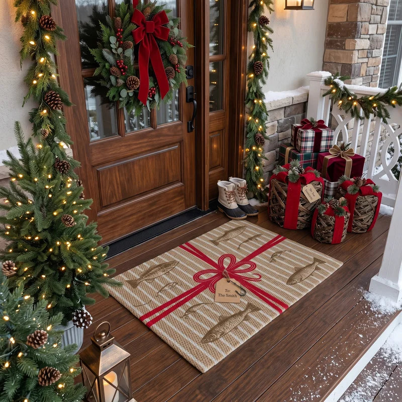 Personalized Christmas Fishing Gift Doormat