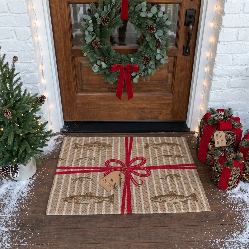 Personalized Christmas Fishing Gift Doormat