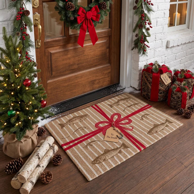 Personalized Christmas Fishing Gift Doormat