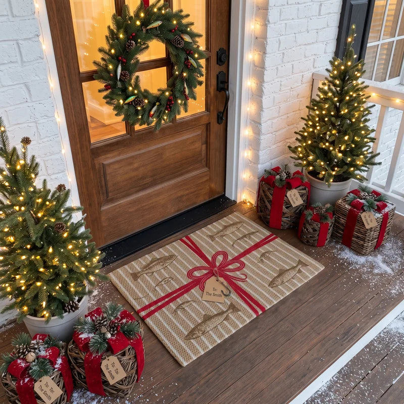 Personalized Christmas Fishing Gift Doormat