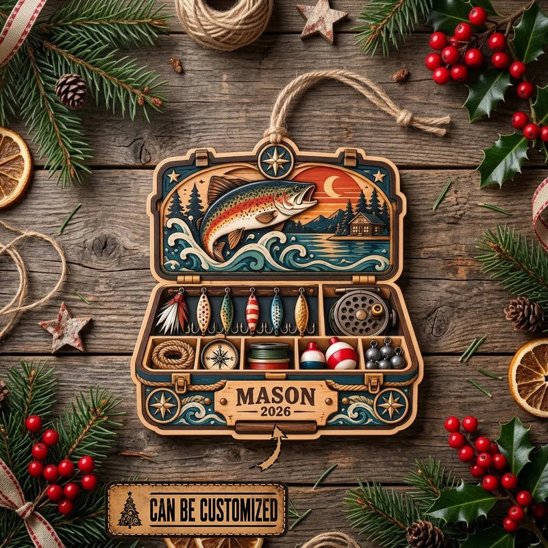 Personalized Fishing Tackle Box Christmas Ornament
