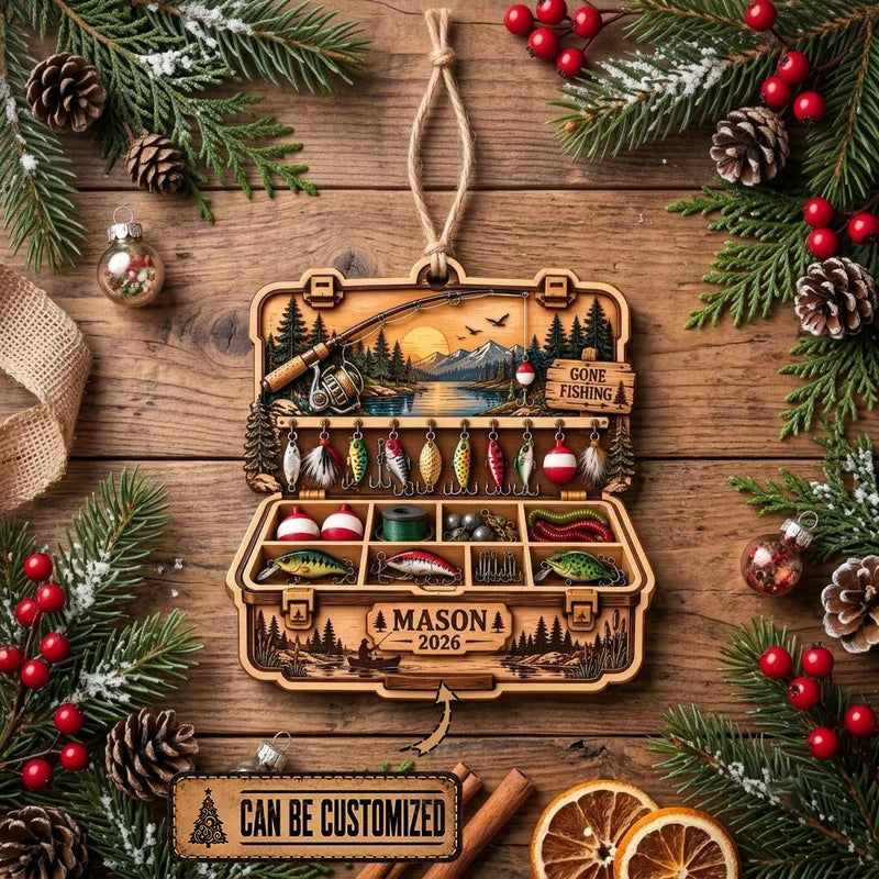 Personalized Fishing Tackle Box Christmas Ornament