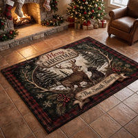Rustic Deer Hunting Christmas Personalized Rug