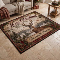 Rustic Deer Hunting Christmas Personalized Rug