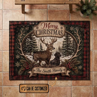 Rustic Deer Hunting Christmas Personalized Rug